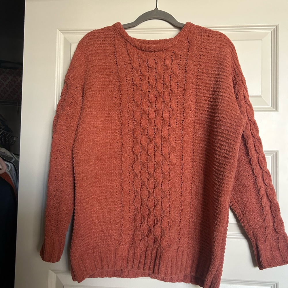 Jessica Simpson Brown Crew Neck Sweater Cable Knit